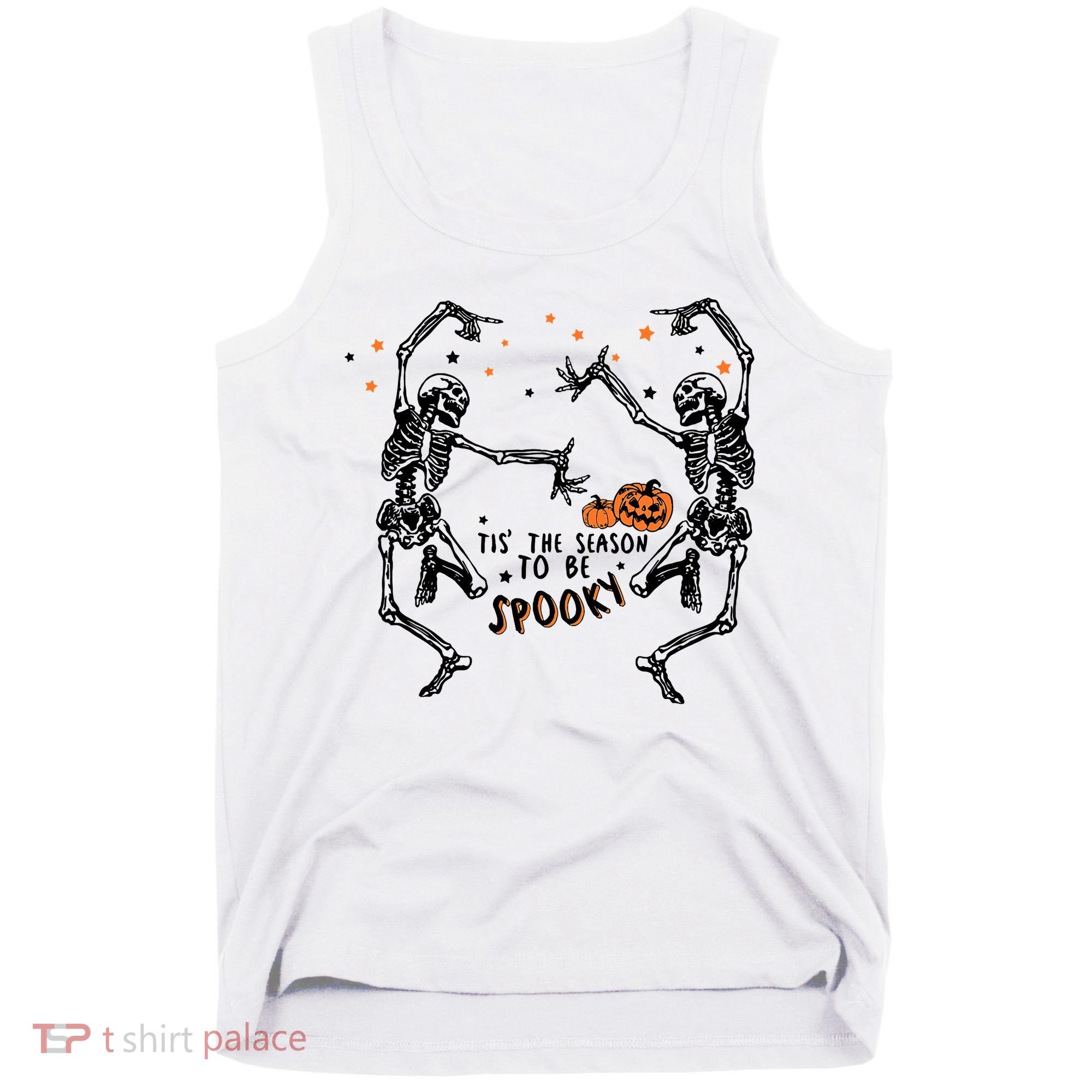 Tis The Season To Be Spooky Halloween Dancing Skeletons Tank Top