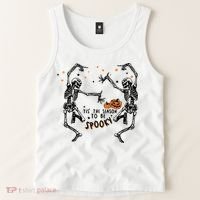 Tis The Season To Be Spooky Halloween Dancing Skeletons Tank Top thumb 2