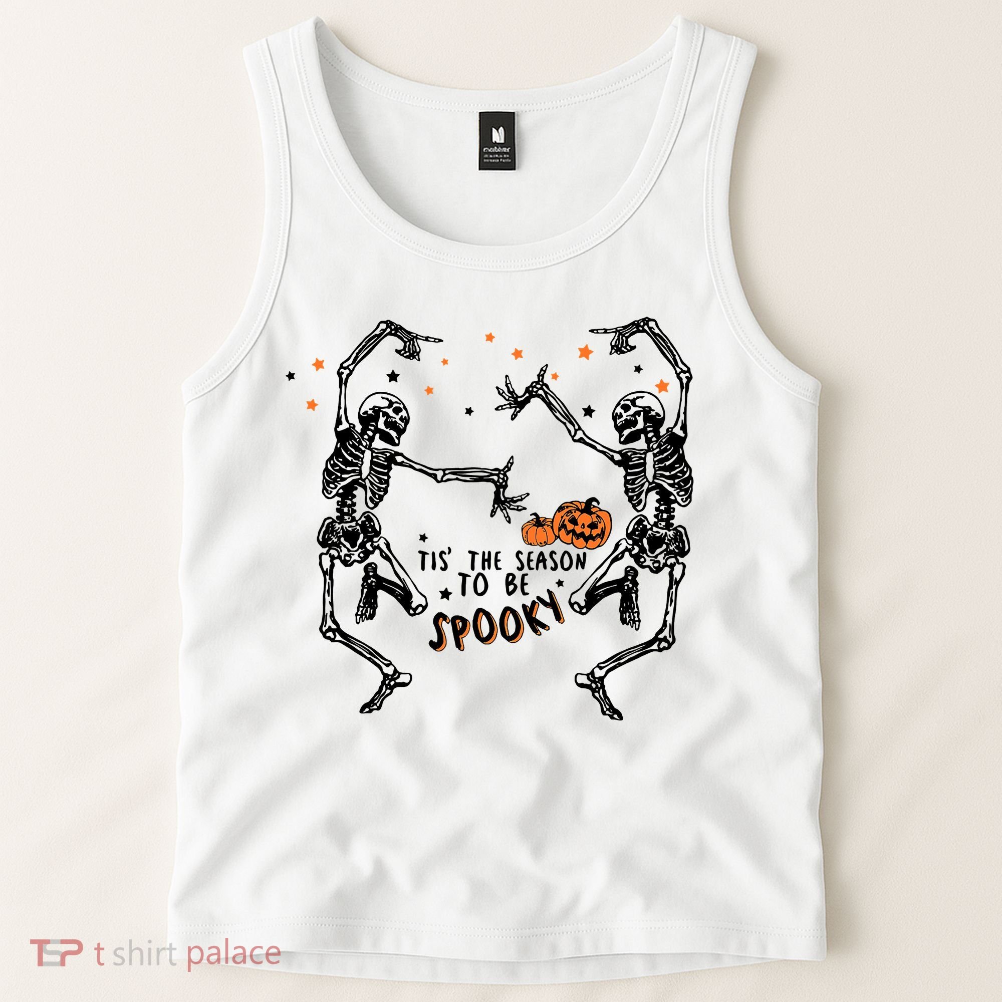 Tis The Season To Be Spooky Halloween Dancing Skeletons Tank Top