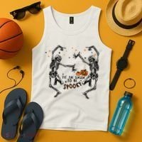 Tis The Season To Be Spooky Halloween Dancing Skeletons Tank Top thumb 4