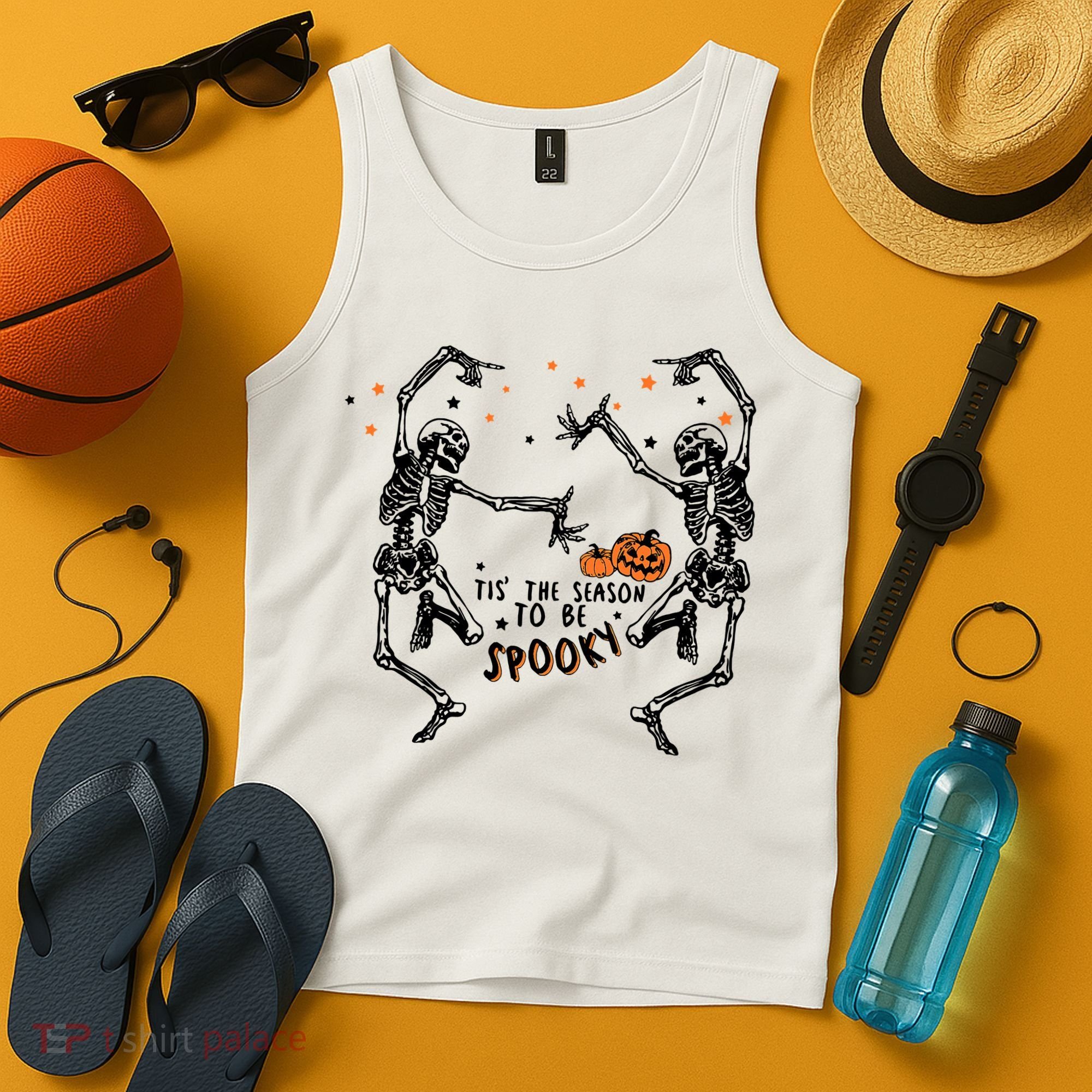 Tis The Season To Be Spooky Halloween Dancing Skeletons Tank Top