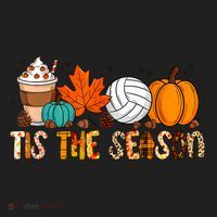 Tis The Season Volleyball Pumpkin Leaf Latte Fall Autumn Boy Women's Sweatshirt thumb 2