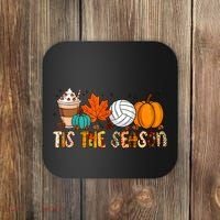 Tis The Season Volleyball Pumpkin Leaf Latte Fall Autumn Boy Coaster thumb 0