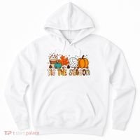 Tis The Season Volleyball Pumpkin Leaf Latte Fall Autumn Boy Hoodie thumb 0