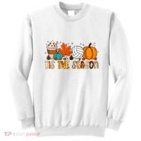 Tis The Season Volleyball Pumpkin Leaf Latte Fall Autumn Boy Sweatshirt thumb 0