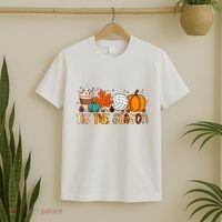 Tis The Season Volleyball Pumpkin Leaf Latte Fall Autumn Boy T-Shirt thumb 2