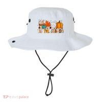 Tis The Season Volleyball Pumpkin Leaf Latte Fall Autumn Boy Bucket Hat thumb 0