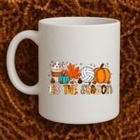 Tis The Season Volleyball Pumpkin Leaf Latte Fall Autumn Boy Coffee Mug thumb 2