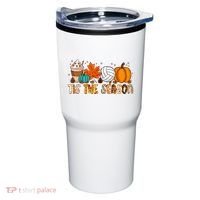 Tis The Season Volleyball Pumpkin Leaf Latte Fall Autumn Boy Tumbler thumb 0