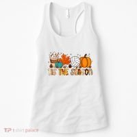 Tis The Season Volleyball Pumpkin Leaf Latte Fall Autumn Boy Women's Tank Top thumb 0