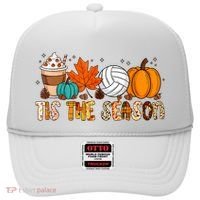 Tis The Season Volleyball Pumpkin Leaf Latte Fall Autumn Boy Hat thumb 0