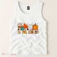 Tis The Season Volleyball Pumpkin Leaf Latte Fall Autumn Boy Tank Top thumb 2