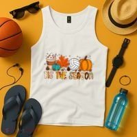 Tis The Season Volleyball Pumpkin Leaf Latte Fall Autumn Boy Tank Top thumb 4