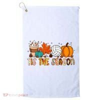 Tis The Season Volleyball Pumpkin Leaf Latte Fall Autumn Boy Golf Towel thumb 0
