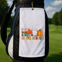 Tis The Season Volleyball Pumpkin Leaf Latte Fall Autumn Boy Golf Towel thumb 2