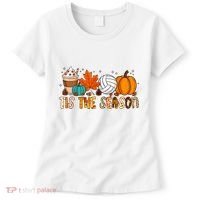 Tis The Season Volleyball Pumpkin Leaf Latte Fall Autumn Boy Women's T-Shirt thumb 0