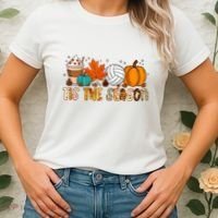 Tis The Season Volleyball Pumpkin Leaf Latte Fall Autumn Boy Women's T-Shirt thumb 2