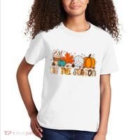 Tis The Season Volleyball Pumpkin Leaf Latte Fall Autumn Boy Kids T-Shirt thumb 2