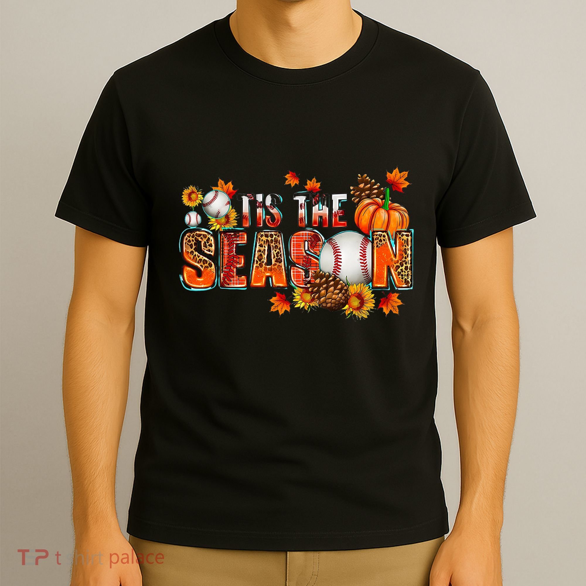 Tis The Season Baseball Fall Season Thanksgiving Pumpkin T-Shirt