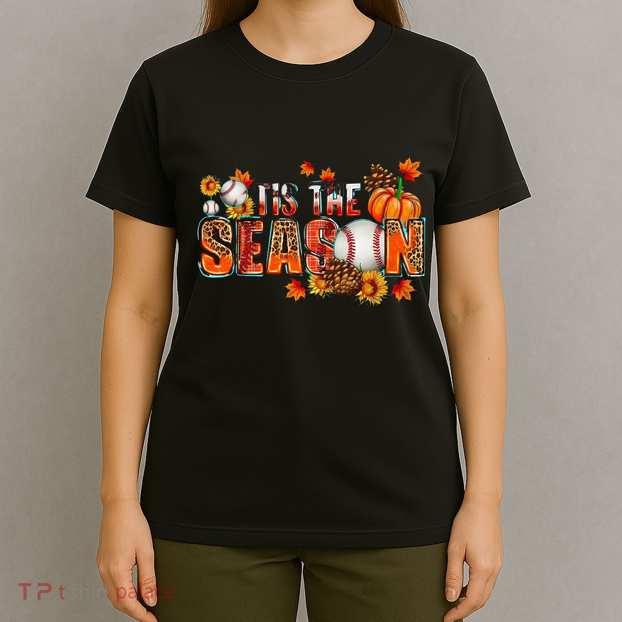 Tis The Season Baseball Fall Season Thanksgiving Pumpkin T-Shirt