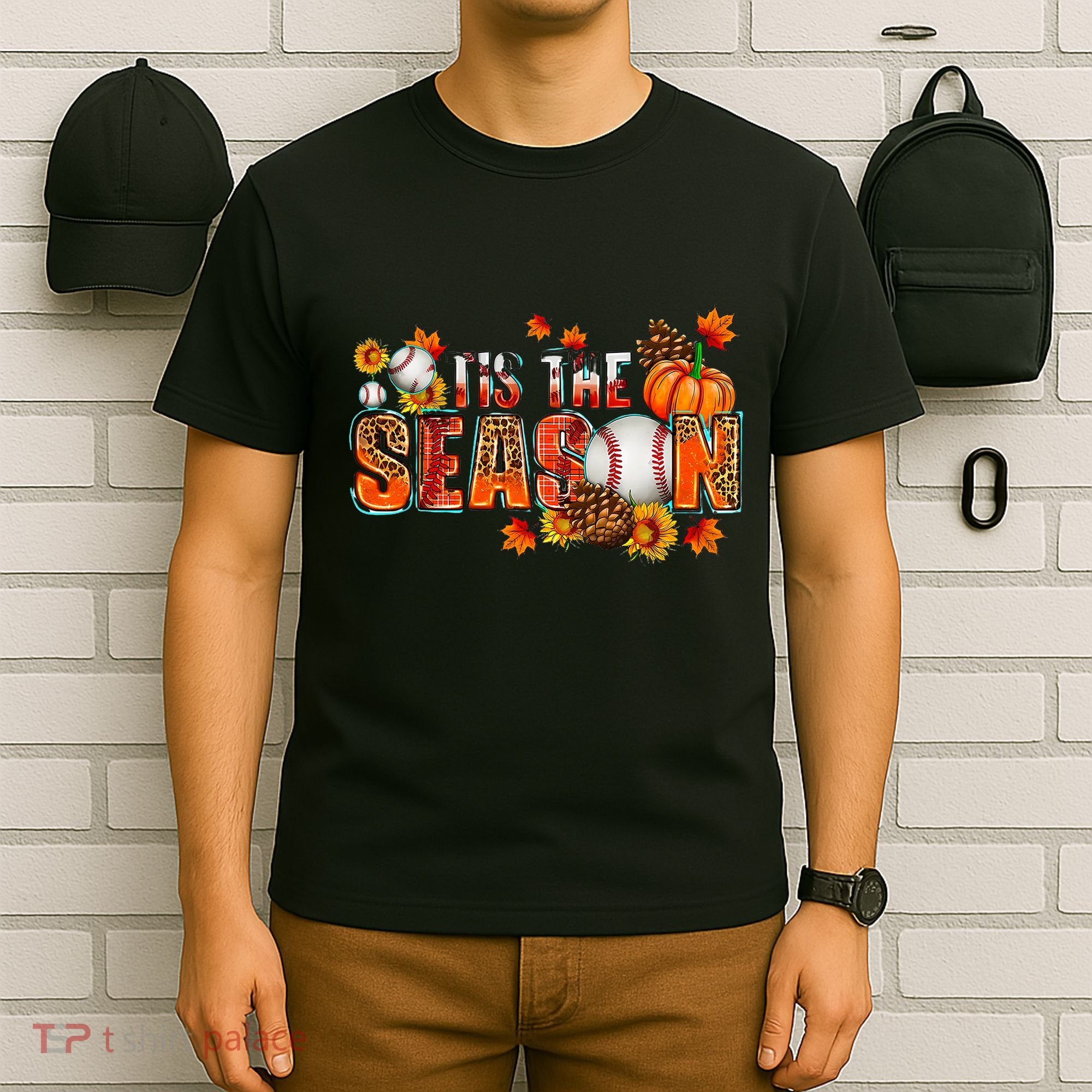 Tis The Season Baseball Fall Season Thanksgiving Pumpkin T-Shirt