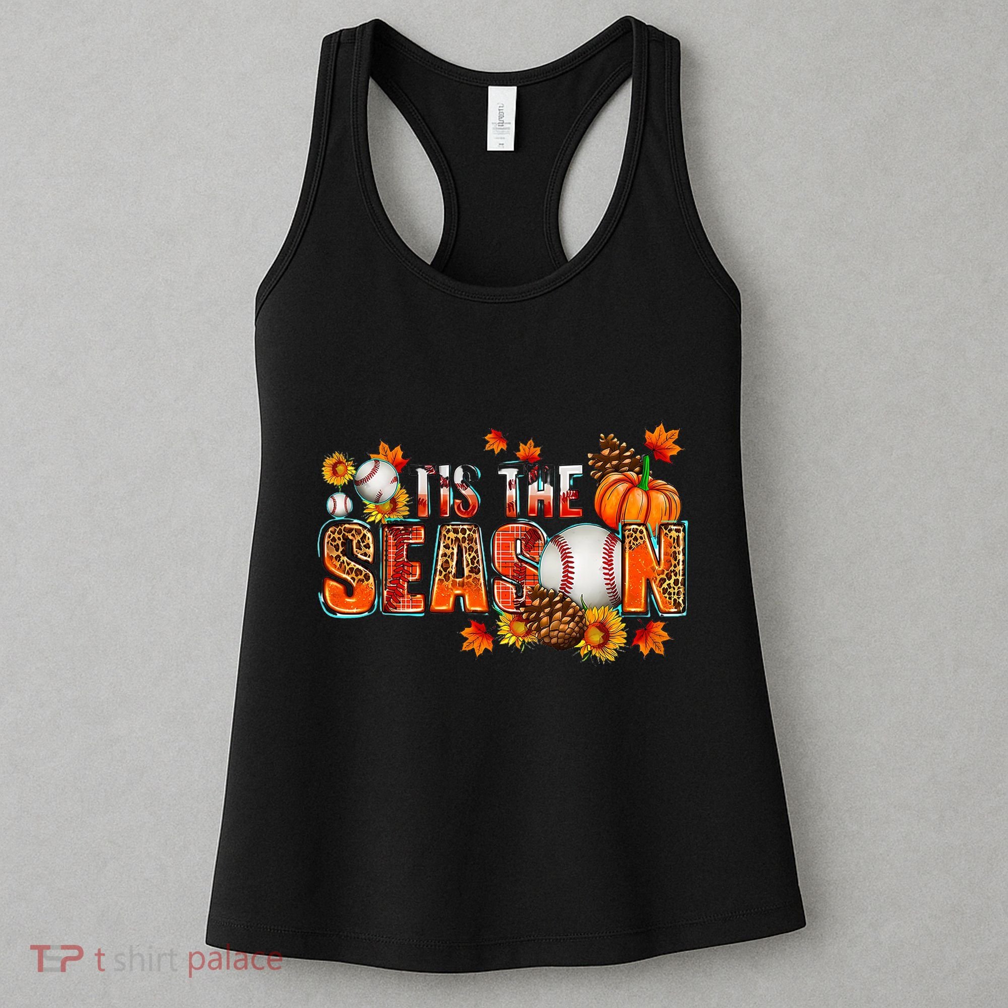 Tis The Season Baseball Fall Season Thanksgiving Pumpkin Women's Tank Top