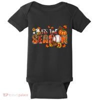 Tis The Season Baseball Fall Season Thanksgiving Pumpkin Baby Bodysuit thumb 0