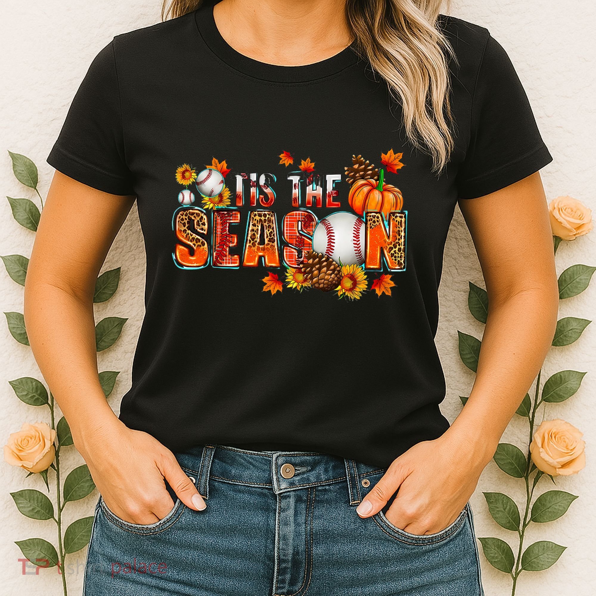 Tis The Season Baseball Fall Season Thanksgiving Pumpkin Women's T-Shirt