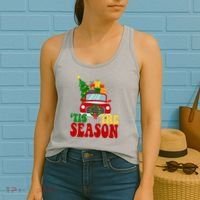 Tis The Season Jolly Christmas Truck Women's Tank Top thumb 2