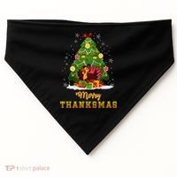 Turkey Tree Santa Merry Thanksmas Christmas Thanksgiving USA-Made Doggie Bandana thumb 0