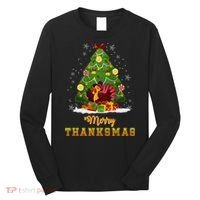 Turkey Tree Santa Merry Thanksmas Christmas Thanksgiving Long Sleeve Shirt thumb 0