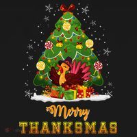 Turkey Tree Santa Merry Thanksmas Christmas Thanksgiving Women's Hoodie thumb 2