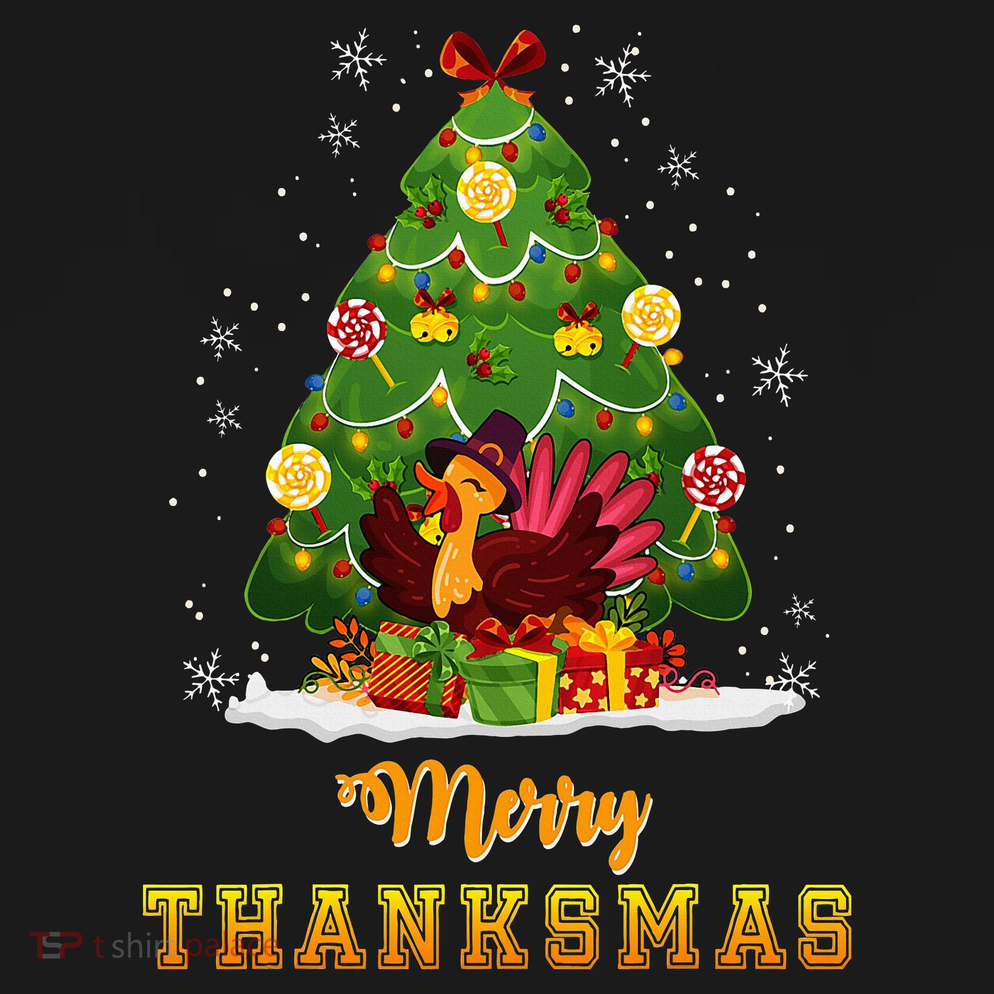 Turkey Tree Santa Merry Thanksmas Christmas Thanksgiving Women's Hoodie