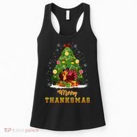 Turkey Tree Santa Merry Thanksmas Christmas Thanksgiving Women's Tank Top thumb 0