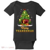 Turkey Tree Santa Merry Thanksmas Christmas Thanksgiving Baby Bodysuit thumb 0