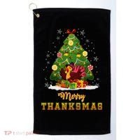 Turkey Tree Santa Merry Thanksmas Christmas Thanksgiving Golf Towel thumb 0