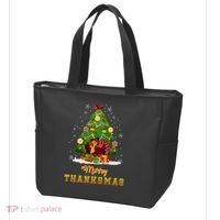 Turkey Tree Santa Merry Thanksmas Christmas Thanksgiving Tote Bag thumb 3