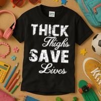 Thick Thighs Save Lives Kids T-Shirt thumb 3