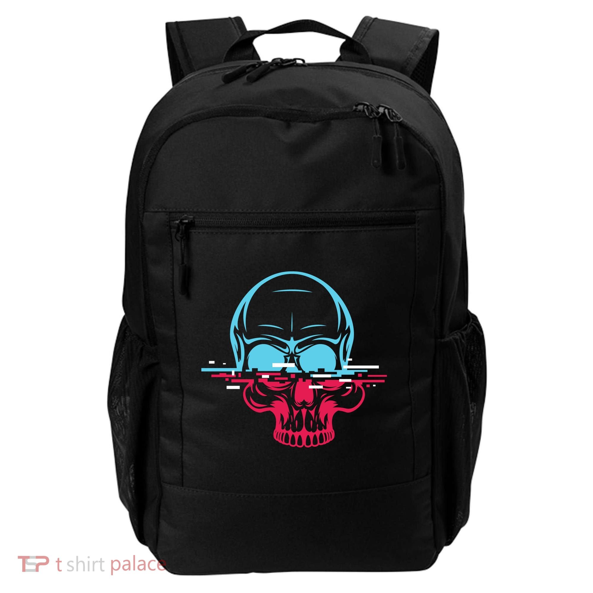 Two Tone Skull With Distortion Backpack