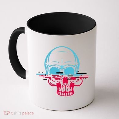 Two Tone Skull With Distortion Coffee Mug