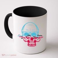Two Tone Skull With Distortion Coffee Mug thumb 0