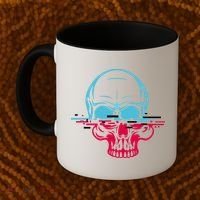 Two Tone Skull With Distortion Coffee Mug thumb 2