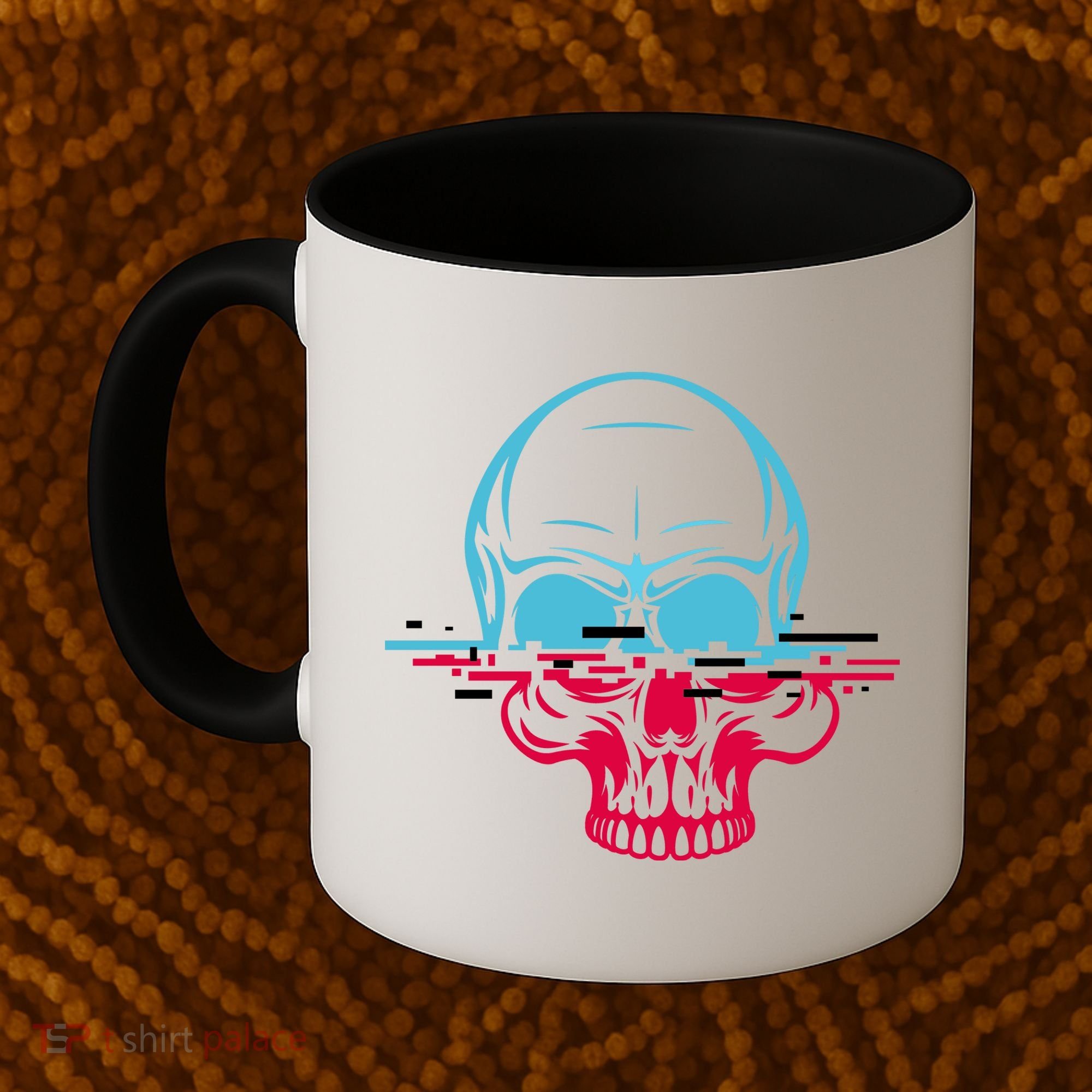 Two Tone Skull With Distortion Coffee Mug