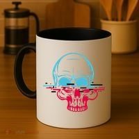 Two Tone Skull With Distortion Coffee Mug thumb 4