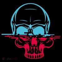 Two Tone Skull With Distortion Coffee Mug thumb 5