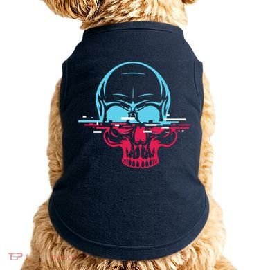 Two Tone Skull With Distortion Doggie Tank