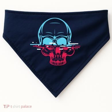 Two Tone Skull With Distortion USA-Made Doggie Bandana