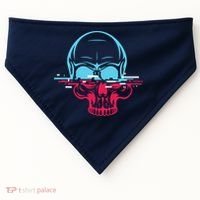 Two Tone Skull With Distortion USA-Made Doggie Bandana thumb 0