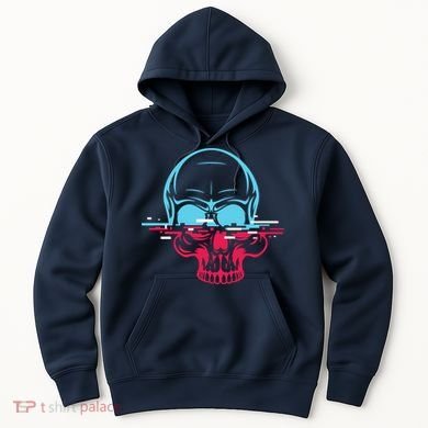 Two Tone Skull With Distortion Hoodie