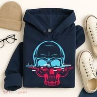 Two Tone Skull With Distortion Hoodie thumb 4